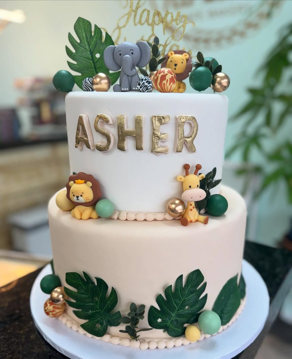 Two-Tier Jungle Animal Cake from Tarzana Bakery
