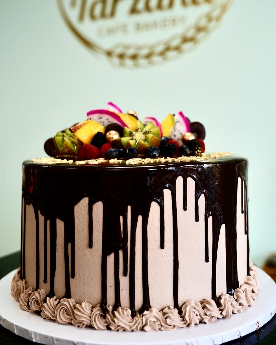 Fruit-Topped Cake With Dark Drips from Tarzana Bakery