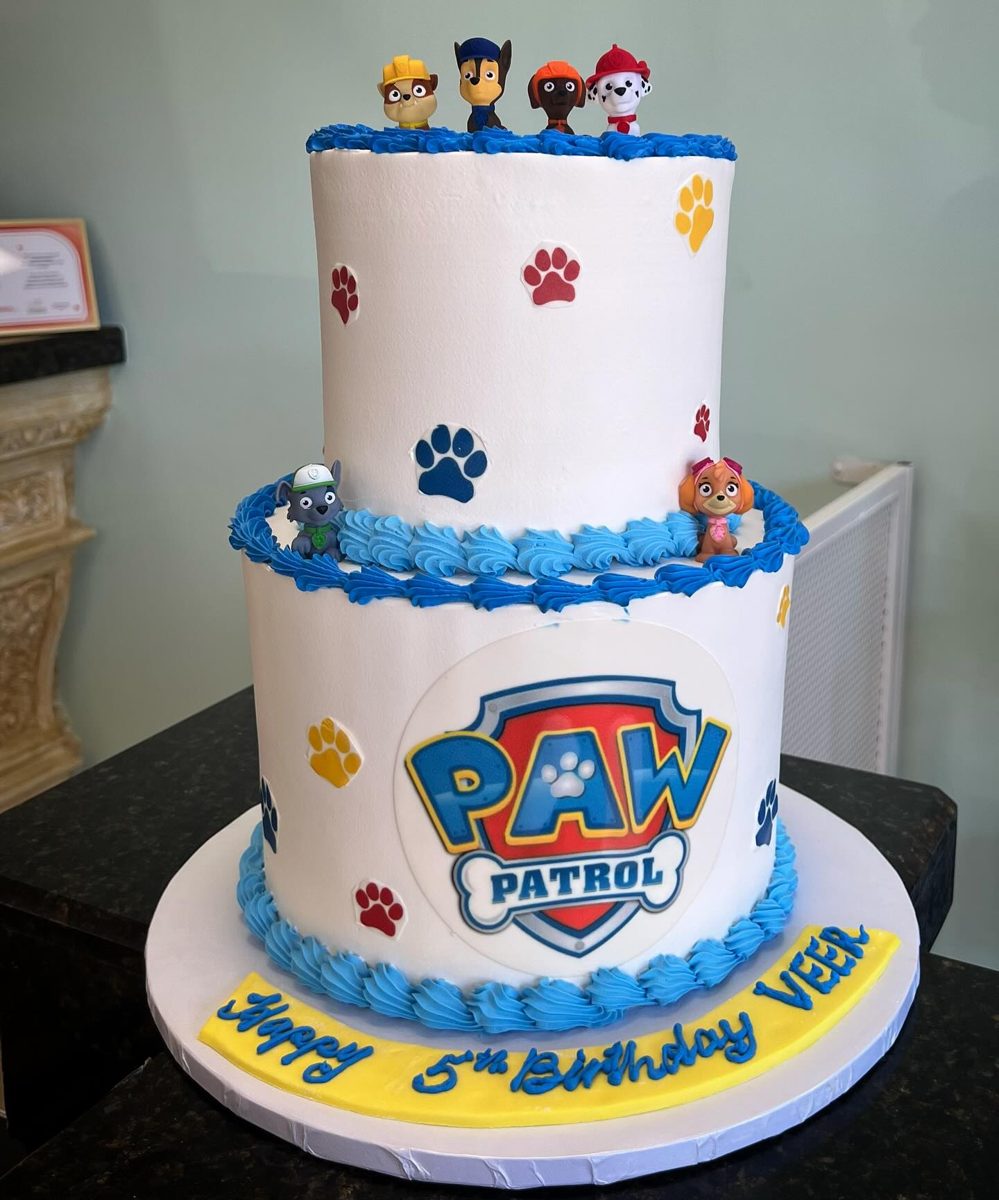 Two Tier Puppy Paw Print Cake from Tarzana Bakery
