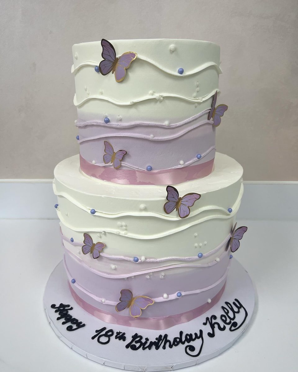 Lavender Butterfly Two-Tier Cake from Tarzana Bakery