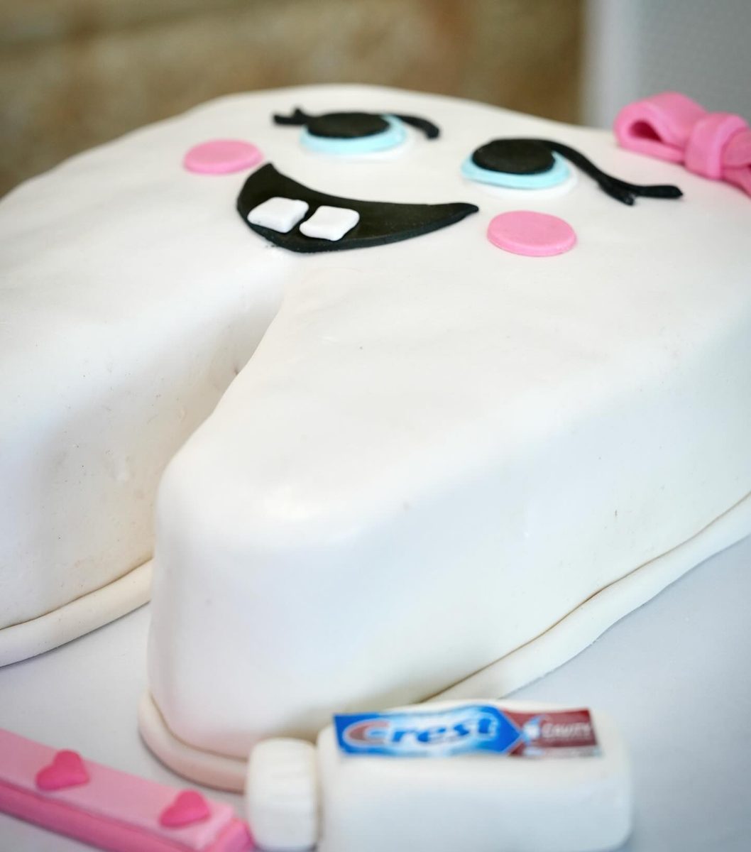 Smiling Tooth Cake with Pink Bow from Tarzana Bakery