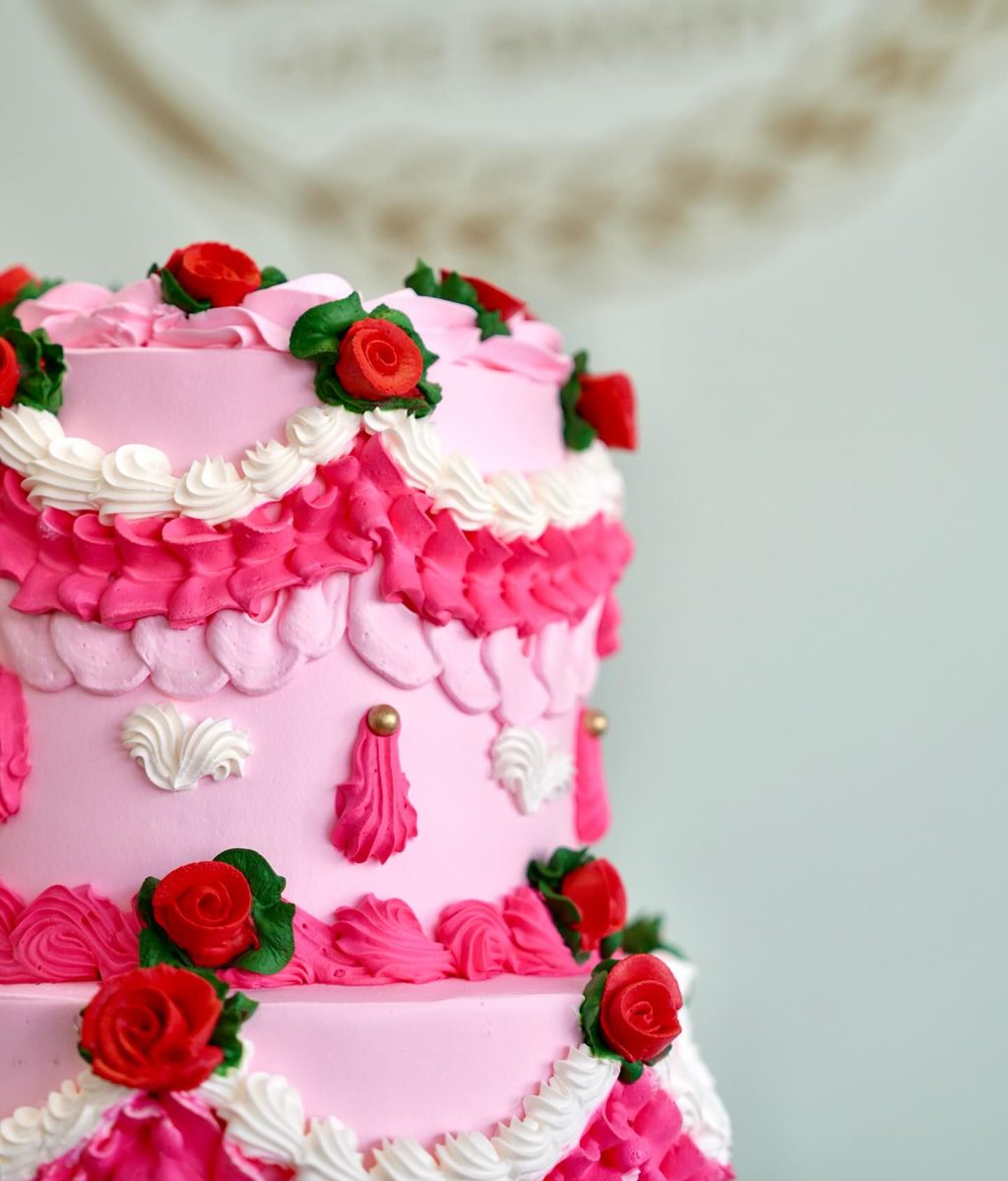 Pink Cake With Roses And Ruffles from Tarzana Bakery