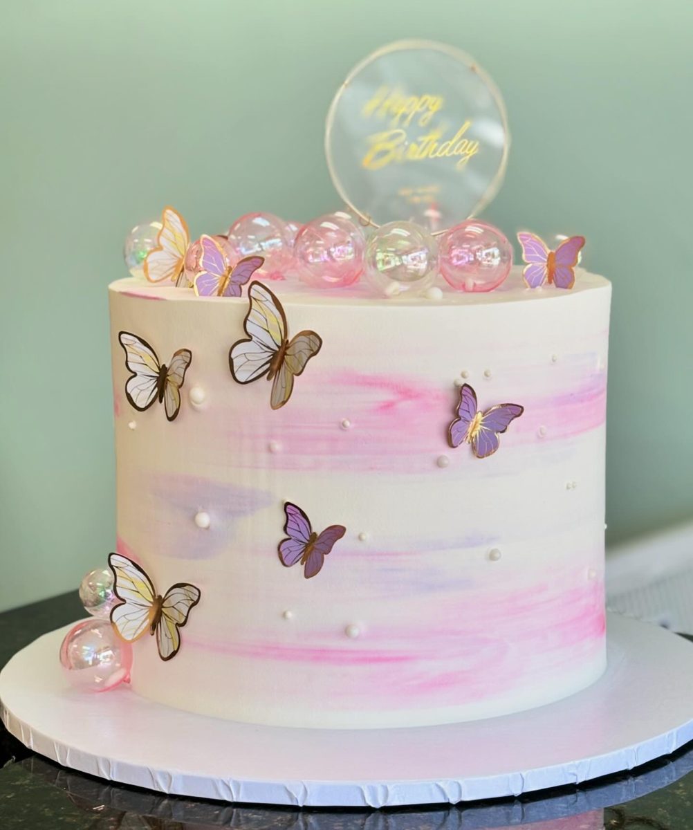 Pastel Butterfly Cake with Bubble Decorations from Tarzana Bakery