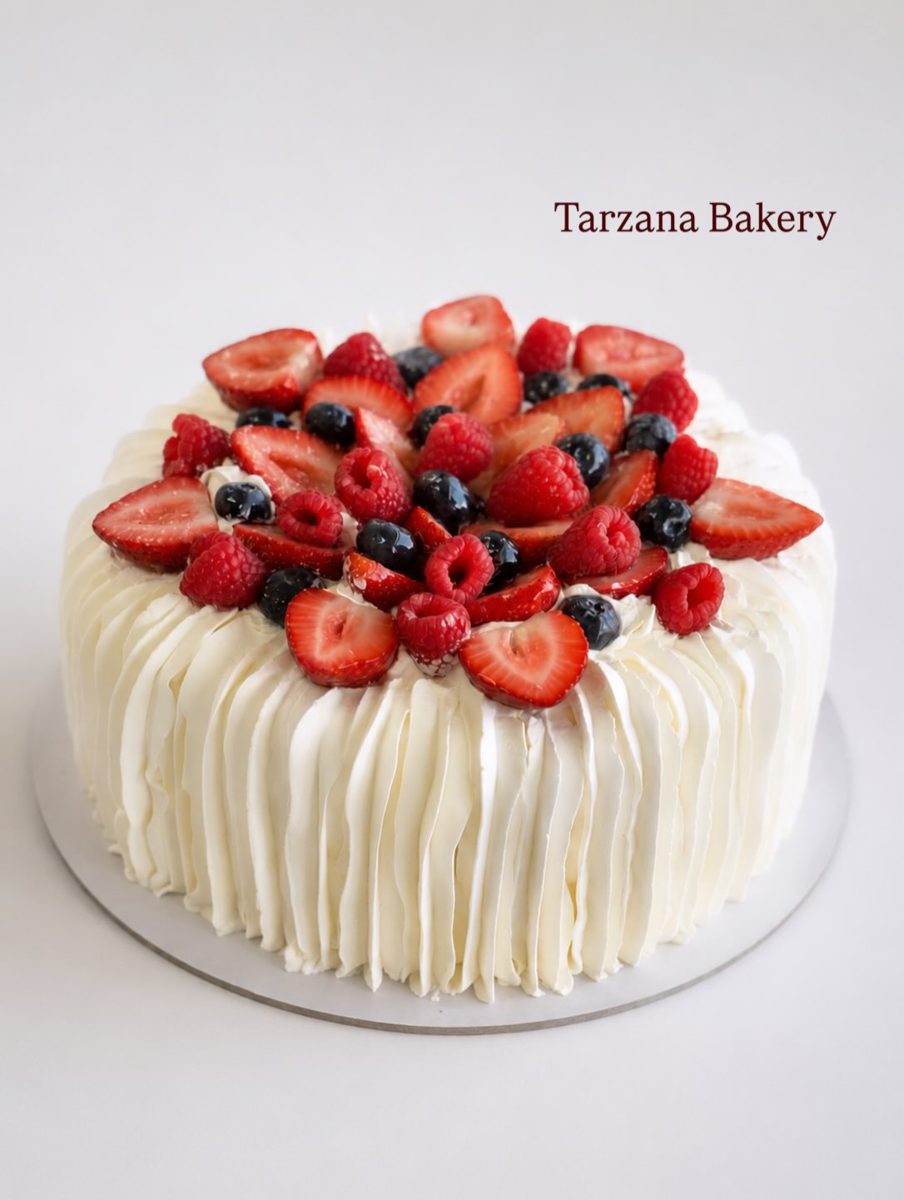 Mixed Berry Cake with White Ruffles from Tarzana Bakery