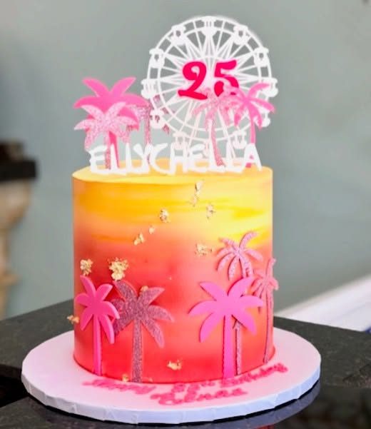Sunset Cake with Ferris Wheel Topper from Tarzana Bakery