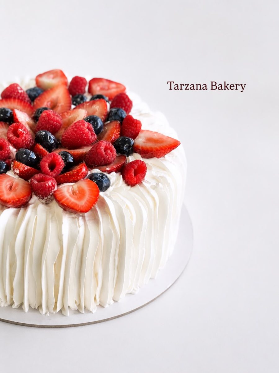 Mixed Berry Cake with White Ruffles from Tarzana Bakery