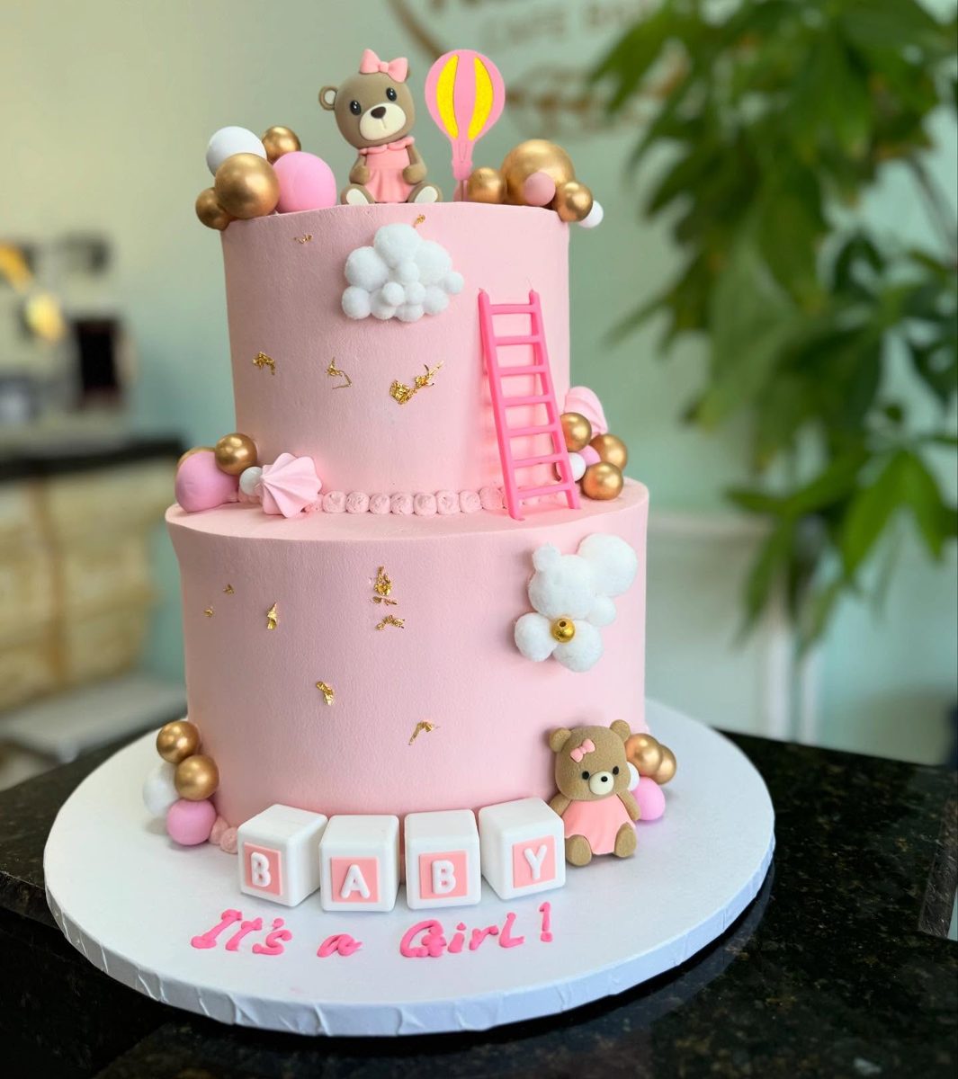 Two-Tier Pink Teddy Bear Cake from Tarzana Bakery