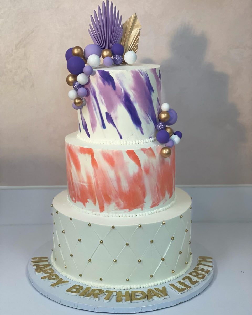 Three Tier Cake With Colorful Brushstrokes from Tarzana Bakery
