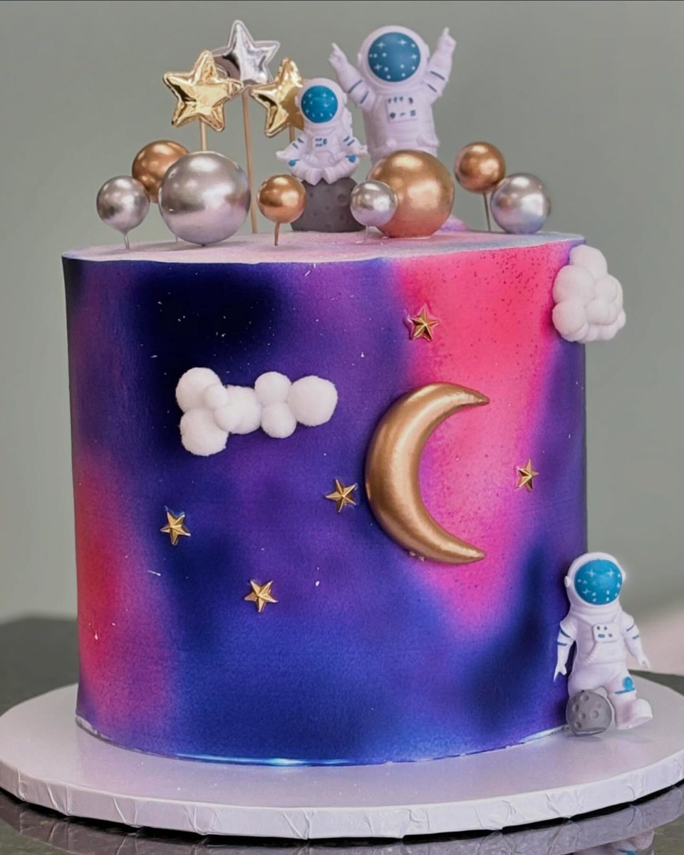 Galaxy Cake With Astronauts and Moon from Tarzana Bakery